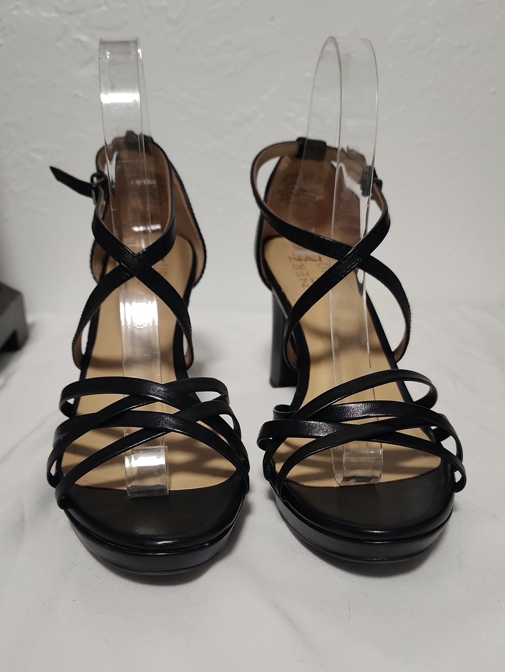 Naturalizer Black Strappy Block Heel Sandals